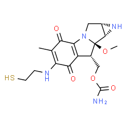 ChemSpider 2D Image | {(1aS,8S,8aR,8bS)-8a-Methoxy-5-methyl-4,7-dioxo-6-[(2-sulfanylethyl)amino]-1,1a,2,4,7,8,8a,8b-octahydroazireno[2',3':3,4]pyrrolo[1,2-a]indol-8-yl}methyl carbamate | C17H22N4O5S