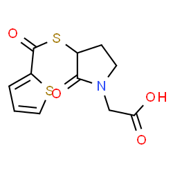 ChemSpider 2D Image | {2-Oxo-3-[(2-thienylcarbonyl)sulfanyl]-1-pyrrolidinyl}acetic acid | C11H11NO4S2