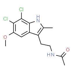 ChemSpider 2D Image | N-[2-(6,7-Dichloro-5-methoxy-2-methyl-1H-indol-3-yl)ethyl]acetamide | C14H16Cl2N2O2