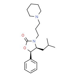 ChemSpider 2D Image | (4S,5R)-4-Isobutyl-5-phenyl-3-[3-(1-piperidinyl)propyl]-1,3-oxazolidin-2-one | C21H32N2O2