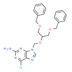 ChemSpider 2D Image | 9-({[1,3-Bis(benzyloxy)-2-propanyl]oxy}methyl)-6-chloro-9H-purin-2-amine | C23H24ClN5O3