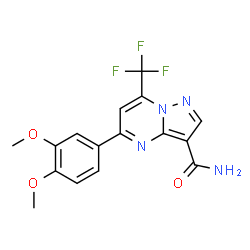 ChemSpider 2D Image | 5-(3,4-Dimethoxyphenyl)-7-(trifluoromethyl)pyrazolo[1,5-a]pyrimidine-3-carboxamide | C16H13F3N4O3