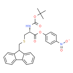 ChemSpider 2D Image | 4-Nitrophenyl S-(9H-fluoren-9-ylmethyl)-N-{[(2-methyl-2-propanyl)oxy]carbonyl}-L-cysteinate | C28H28N2O6S