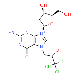 ChemSpider 2D Image | 2'-Deoxy-7-(3,3,3-trichloro-2-hydroxypropyl)-7-hydroguanosine | C13H17Cl3N5O5