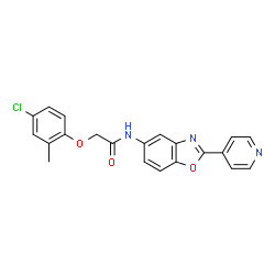 ChemSpider 2D Image | 2-(4-Chloro-2-methylphenoxy)-N-[2-(4-pyridinyl)-1,3-benzoxazol-5-yl]acetamide | C21H16ClN3O3