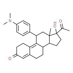 ChemSpider 2D Image | 11-[4-(Dimethylamino)phenyl]-17-hydroxy-19-norpregna-4,9-diene-3,20-dione | C28H35NO3