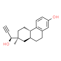 ChemSpider 2D Image | (4bS,7S,8aS)-7-[(1R)-1-Hydroxy-2-propyn-1-yl]-7-methyl-4b,5,6,7,8,8a,9,10-octahydro-2-phenanthrenol | C18H22O2