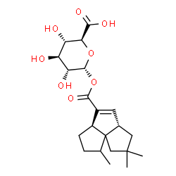 ChemSpider 2D Image | 1-O-{[(3aR,5aS)-1,7,7-Trimethyl-1,2,3,3a,5a,6,7,8-octahydrocyclopenta[c]pentalen-4-yl]carbonyl}-alpha-D-glucopyranuronic acid | C21H30O8