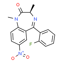 ChemSpider 2D Image | (3R)-5-(2-Fluorophenyl)-1,3-dimethyl-7-nitro-1,3-dihydro-2H-1,4-benzodiazepin-2-one | C17H14FN3O3