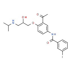 ChemSpider 2D Image | N-{3-Acetyl-4-[2-hydroxy-3-(isopropylamino)propoxy]phenyl}-3-iodobenzamide | C21H25IN2O4