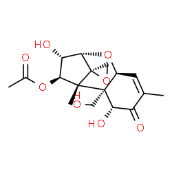 ChemSpider 2D Image | (2alpha,3beta,4alpha,5alpha,6beta,7beta,11beta,12R)-3,7,15-Trihydroxy-8-oxo-12,13-epoxytrichothec-9-en-4-yl acetate | C17H22O8