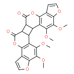 ChemSpider 2D Image | 11,12,13,14-Tetramethoxy-5a,5b,12b,12c-tetrahydrofuro[2'',3'':7',8']chromeno[4',3':3,4]cyclobuta[1,2-c]furo[2,3-h]chromene-5,6-dione | C26H20O10