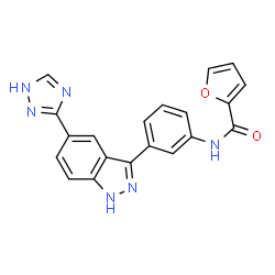 ChemSpider 2D Image | N-{3-[5-(1H-1,2,4-Triazol-3-yl)-1H-indazol-3-yl]phenyl}-2-furamide | C20H14N6O2