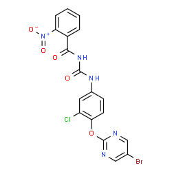 ChemSpider 2D Image | N-({4-[(5-Bromo-2-pyrimidinyl)oxy]-3-chlorophenyl}carbamoyl)-2-nitrobenzamide | C18H11BrClN5O5