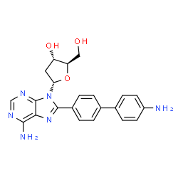 ChemSpider 2D Image | 8-(4'-Amino-4-biphenylyl)-9-(2-deoxy-alpha-D-erythro-pentofuranosyl)-9H-purin-6-amine | C22H22N6O3