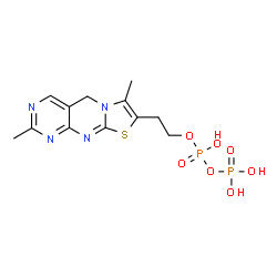 ChemSpider 2D Image | 2-(2,7-Dimethyl-5H-pyrimido[4,5-d][1,3]thiazolo[3,2-a]pyrimidin-8-yl)ethyl trihydrogen diphosphate | C12H16N4O7P2S
