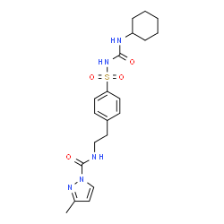 ChemSpider 2D Image | N-(2-{4-[(Cyclohexylcarbamoyl)sulfamoyl]phenyl}ethyl)-3-methyl-1H-pyrazole-1-carboxamide | C20H27N5O4S