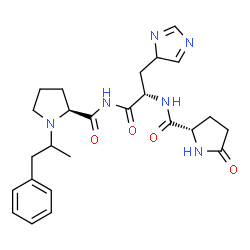 ChemSpider 2D Image | 5-Oxo-L-prolyl-3-(4H-imidazol-4-yl)-N-{[(2S)-1-(1-phenyl-2-propanyl)-2-pyrrolidinyl]carbonyl}-L-alaninamide | C25H32N6O4