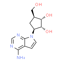 ChemSpider 2D Image | (1S,2R,3S,5S)-3-(4-Amino-7H-pyrrolo[2,3-d]pyrimidin-7-yl)-5-(hydroxymethyl)-1,2-cyclopentanediol | C12H16N4O3