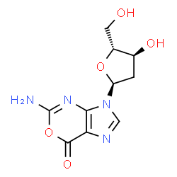 ChemSpider 2D Image | 5-Amino-3-(2-deoxy-alpha-D-erythro-pentofuranosyl)imidazo[4,5-d][1,3]oxazin-7(3H)-one | C10H12N4O5