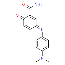ChemSpider 2D Image | (3E)-3-{[4-(Dimethylamino)phenyl]imino}-6-oxo-1,4-cyclohexadiene-1-carboxamide | C15H15N3O2