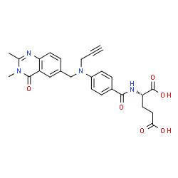 ChemSpider 2D Image | N-(4-{[(2,3-Dimethyl-4-oxo-3,4-dihydro-6-quinazolinyl)methyl](2-propyn-1-yl)amino}benzoyl)-L-glutamic acid | C26H26N4O6