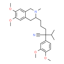 ChemSpider 2D Image | 3-(4-Cyano-4-(3,4-dimethoxyphenyl)-5-methylhex-1-yl)-1,2,3,4-tetrahydro-6,7-dimethoxy-2-methylisoquinoline | C28H38N2O4