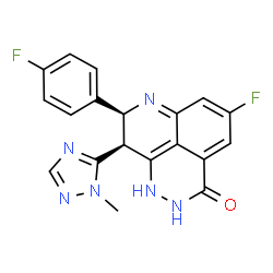 ChemSpider 2D Image | (8S,9S)-5-Fluoro-8-(4-fluorophenyl)-9-(1-methyl-1H-1,2,4-triazol-5-yl)-1,2,8,9-tetrahydro-3H-pyrido[4,3,2-de]phthalazin-3-one | C19H14F2N6O