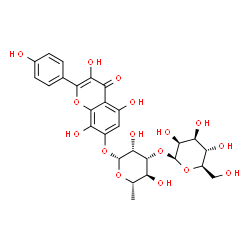 ChemSpider 2D Image | 3,5,8-Trihydroxy-2-(4-hydroxyphenyl)-4-oxo-4H-chromen-7-yl 6-deoxy-3-O-beta-D-mannopyranosyl-beta-L-mannopyranoside | C27H30O16