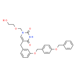 ChemSpider 2D Image | 5-(3-{[4-(Benzyloxy)benzyl]oxy}benzyl)-1-[(2-hydroxyethoxy)methyl]-2,4(1H,3H)-pyrimidinedione | C28H28N2O6