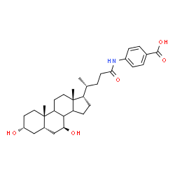 ChemSpider 2D Image | 4-{[(3alpha,5beta,7beta,8xi,9xi,14xi,17alpha)-3,7-Dihydroxy-24-oxocholan-24-yl]amino}benzoic acid | C31H45NO5