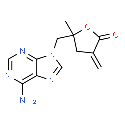 ChemSpider 2D Image | 5-[(6-Amino-9H-purin-9-yl)methyl]-5-methyl-3-methylenedihydro-2(3H)-furanone | C12H13N5O2