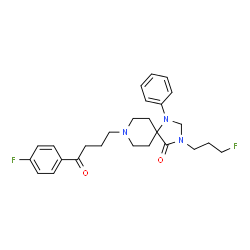 ChemSpider 2D Image | 8-[4-(4-Fluorophenyl)-4-oxobutyl]-3-(3-fluoropropyl)-1-phenyl-1,3,8-triazaspiro[4.5]decan-4-one | C26H31F2N3O2