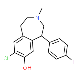 ChemSpider 2D Image | 8-Chloro-5-(4-iodophenyl)-3-methyl-2,3,4,5-tetrahydro-1H-3-benzazepin-7-ol | C17H17ClINO