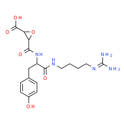 ChemSpider 2D Image | 3-{[1-({4-[(Diaminomethylene)amino]butyl}amino)-3-(4-hydroxyphenyl)-1-oxo-2-propanyl]carbamoyl}-2-oxiranecarboxylic acid | C18H25N5O6