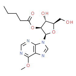 ChemSpider 2D Image | 6-Methoxy-9-(2-O-pentanoyl-beta-D-arabinofuranosyl)-9H-purine | C16H22N4O6