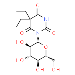 ChemSpider 2D Image | 5,5-Diethyl-1-(beta-D-glucopyranosyl)-2,4,6(1H,3H,5H)-pyrimidinetrione | C14H22N2O8