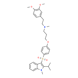 ChemSpider 2D Image | [2-(3,4-DIMETHOXYPHENYL)ETHYL]({3-[4-(2-ISOPROPYL-1-METHYLINDOL-3-YLSULFONYL)PHENOXY]PROPYL})METHYLAMINE | C32H40N2O5S