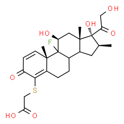 ChemSpider 2D Image | {[(8xi,9xi,11beta,14xi,16beta)-9-Fluoro-11,17,21-trihydroxy-16-methyl-3,20-dioxopregna-1,4-dien-4-yl]sulfanyl}acetic acid | C24H31FO7S
