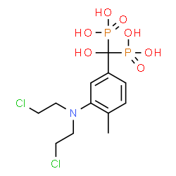ChemSpider 2D Image | [{3-[Bis(2-chloroethyl)amino]-4-methylphenyl}(hydroxy)methylene]bis(phosphonic acid) | C12H19Cl2NO7P2