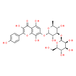 ChemSpider 2D Image | 3,5,8-Trihydroxy-2-(4-hydroxyphenyl)-4-oxo-4H-chromen-7-yl 6-deoxy-3-O-beta-D-mannopyranosyl-alpha-L-glucopyranoside | C27H30O16