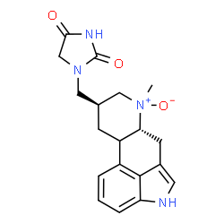 ChemSpider 2D Image | 1-{[(6aR,9S)-7-Methyl-7-oxido-4,6,6a,7,8,9,10,10a-octahydroindolo[4,3-fg]quinolin-9-yl]methyl}-2,4-imidazolidinedione | C19H22N4O3