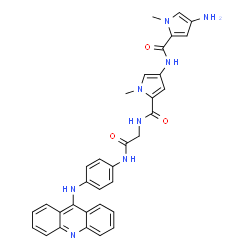 ChemSpider 2D Image | N-{5-[(2-{[4-(9-Acridinylamino)phenyl]amino}-2-oxoethyl)carbamoyl]-1-methyl-1H-pyrrol-3-yl}-4-amino-1-methyl-1H-pyrrole-2-carboxamide | C33H30N8O3