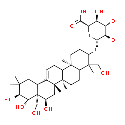 ChemSpider 2D Image | (5xi,9xi,16alpha,18alpha,21alpha,22beta)-16,21,22,23,28-Pentahydroxyolean-12-en-3-yl beta-D-glucopyranosiduronic acid | C36H58O12