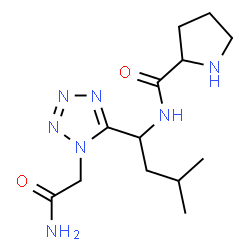 ChemSpider 2D Image | N-{1-[1-(2-Amino-2-oxoethyl)-1H-tetrazol-5-yl]-3-methylbutyl}prolinamide | C13H23N7O2