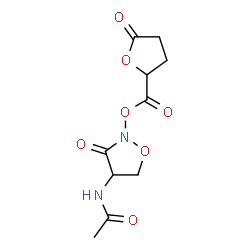 ChemSpider 2D Image | N-(3-Oxo-2-{[(5-oxotetrahydro-2-furanyl)carbonyl]oxy}-1,2-oxazolidin-4-yl)acetamide | C10H12N2O7