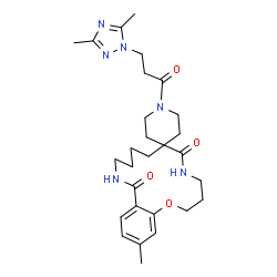 ChemSpider 2D Image | 1'-[3-(3,5-Dimethyl-1H-1,2,4-triazol-1-yl)propanoyl]-16-methyl-4,5,9,10,11,12-hexahydro-2H-spiro[1,5,12-benzoxadiazacyclopentadecine-7,4'-piperidine]-6,13(3H,8H)-dione | C28H40N6O4