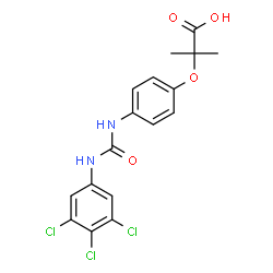 ChemSpider 2D Image | 2-Methyl-2-(4-{[(3,4,5-trichlorophenyl)carbamoyl]amino}phenoxy)propanoic acid | C17H15Cl3N2O4