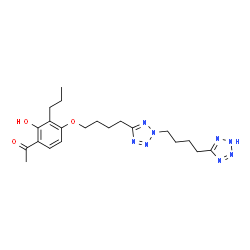 ChemSpider 2D Image | 1-[2-Hydroxy-3-propyl-4-(4-{2-[4-(2H-tetrazol-5-yl)butyl]-2H-tetrazol-5-yl}butoxy)phenyl]ethanone | C21H30N8O3
