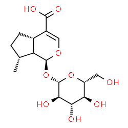 ChemSpider 2D Image | (1S,4aS,7R)-1-(beta-D-Glucopyranosyloxy)-7-methyl-1,4a,5,6,7,7a-hexahydrocyclopenta[c]pyran-4-carboxylic acid | C16H24O9